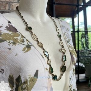 NRQ Necklace Vintage Gold Tone Oil Slick Long EVC